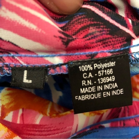 Tango MANGO CANADA Tropical Multicolour Button Down Blouse Sz L - Picture 6 of 6